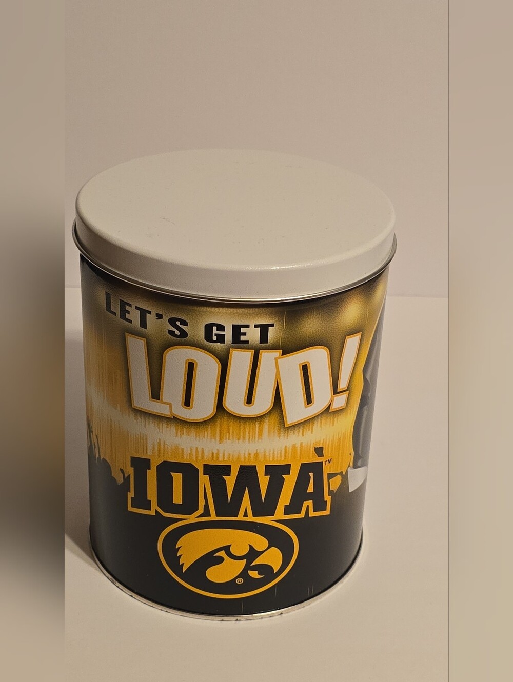 Iowa Hawkeye Football "LET'S GET LOUD!" Go HAWKS! Tin Excellent Condition